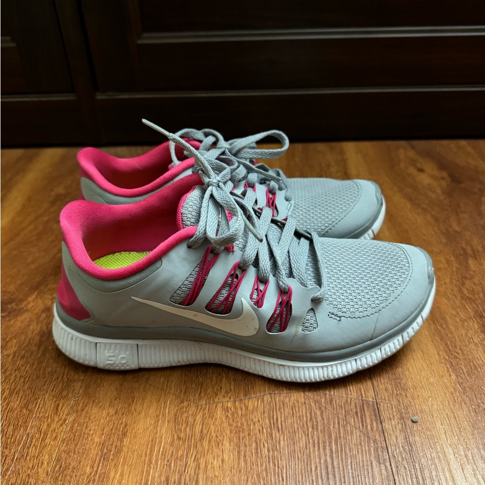 Gray and Pink Athletic Nike Sneakers